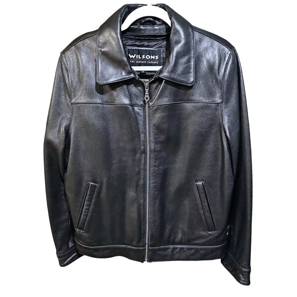 Wilsons Leather Jacket Mens Size Medium Thinsulate Lined Black